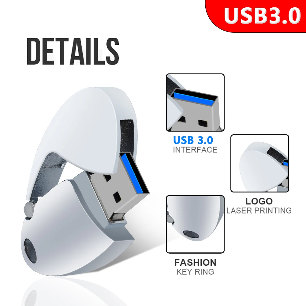 USB 3.0 Flash Drives 128GB/32GB/16GB Business Pen drive Free key chain Silver Memory stick U disk for Laptop