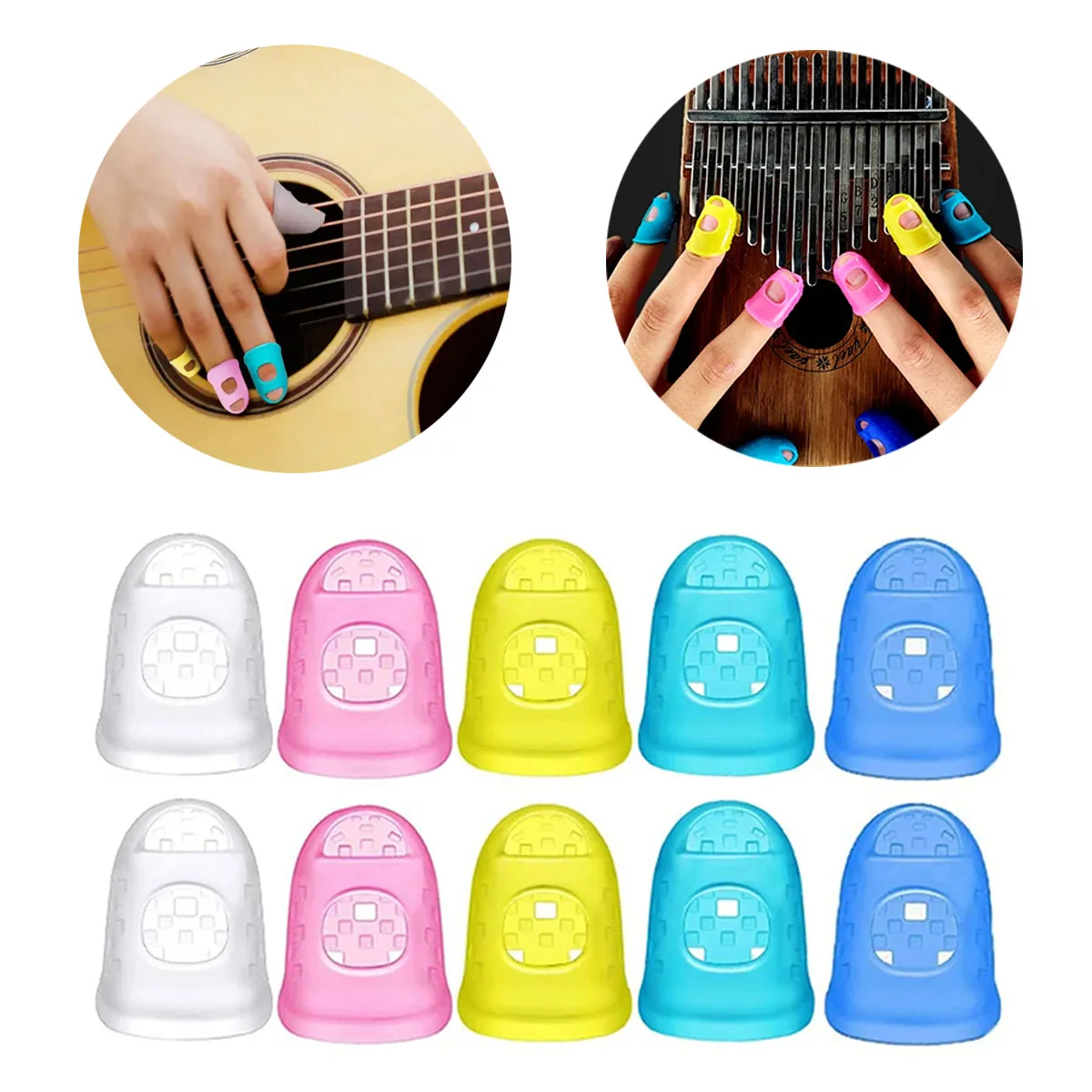 Miwayer 10Pcs Guitar Finger Guards – Soft Silicone Fingertip Covers, 5 Sizes, Anti-Slip & Breathable, for String Instruments