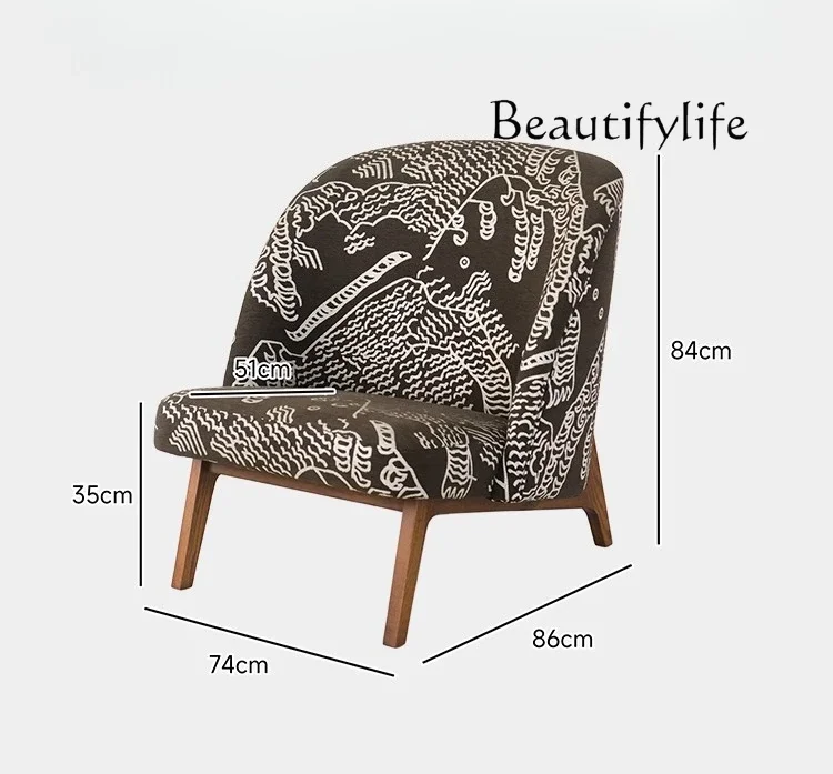 

Wind Designer Dining Chair Restaurant Leisure Chair Nordic French Linen Removable Single Sofa Wabi