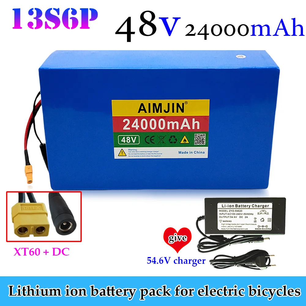 

48V 24000mAh 13S6P Li-ion Battery Pack for Citycoco Motorized Scooter Battery Built In 50A BMS+54.6V Charger
