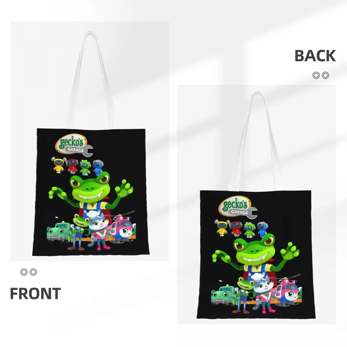 Сумки для покупок Geckos Garage, парусиновая большая сумка, складная сумка для девочек, дорожная сумка через плечо