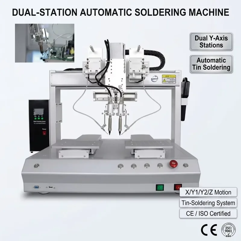 Automatic Soldering Machine Double Station Double Y Axis Feeding Robot X Y1 Y2 Z Precision Welding System for Electronic