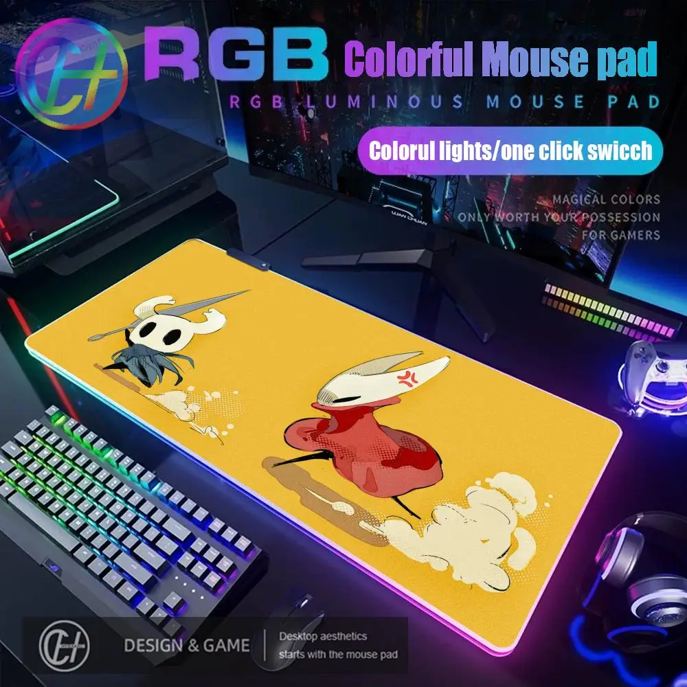 

HYBXAXC Mouse Pad RGB Gaming Mouse Pad Desk Mat HD Gamer Large LED Light XXL Cool Hollow Knight Silksong RGB Mouse Pad