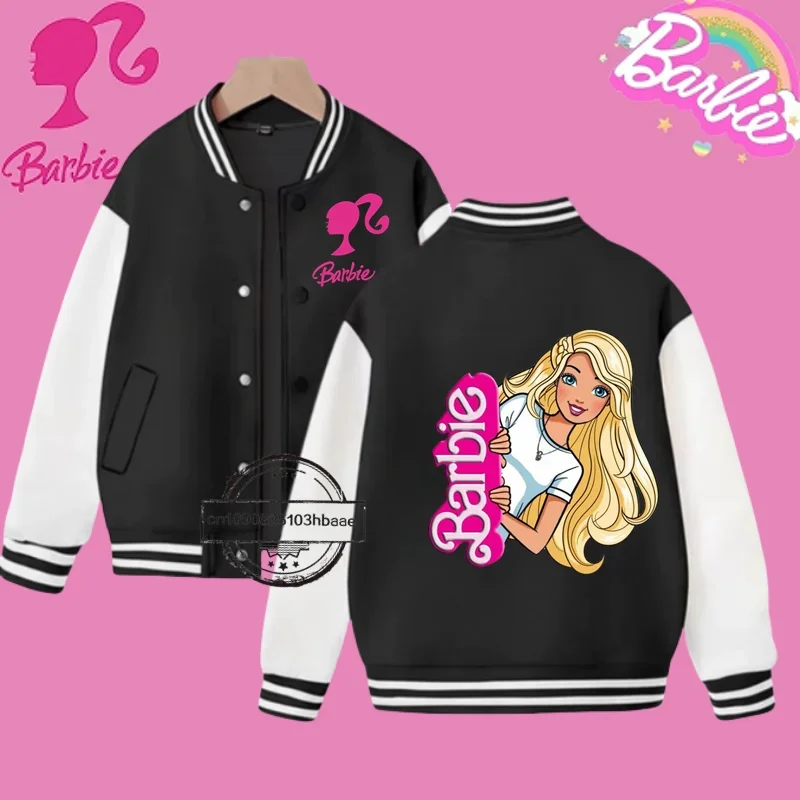 Disney Princess Kids Spring Jacket Barbie Baseball Uniform Cartoon Print Kawaii casual coat for boys and girls ages 2-14