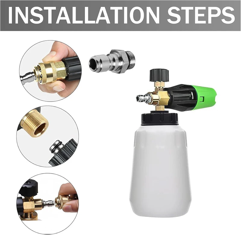 Pressure Washer Quick Connect Kit M14x1.5 to 1/4 Inch Connector Fittings Plug Gun to Hose for Spray Lance Hose Pump Adapter