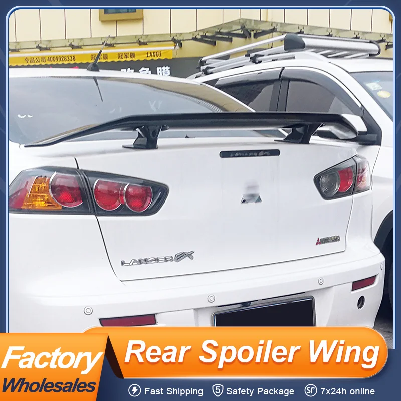

For Mitsubishi Lancer EX EVO 2008-2015 Rear Trunk Lid Car Spoiler Wing Universal Fitment ABS Black Carbon Color Accessories