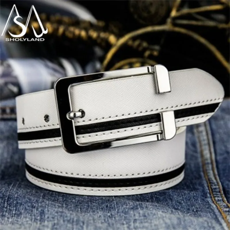 New Men\'s Needle Style Buckle Splicing Color Temperament Versatile Decoration Jeans Suit Pants Simple Business Men\'s Belt