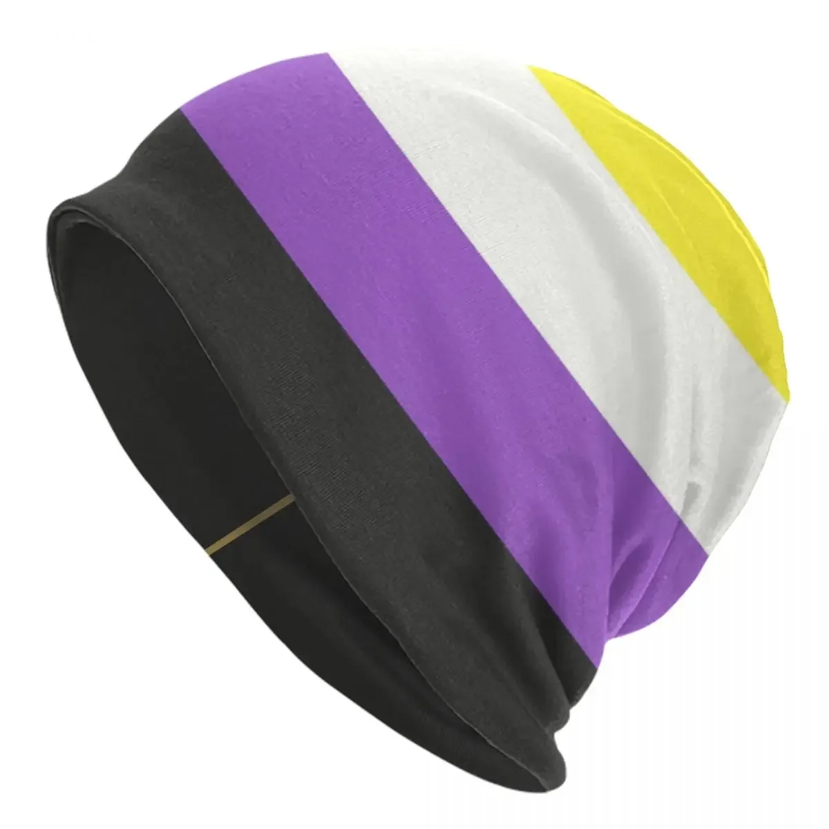 Personalized Solid Non-Binary Pride Flag Skullies Beanies Caps Men Women Unisex Cool Winter Warm Knit Hat Adult Bonnet Hats