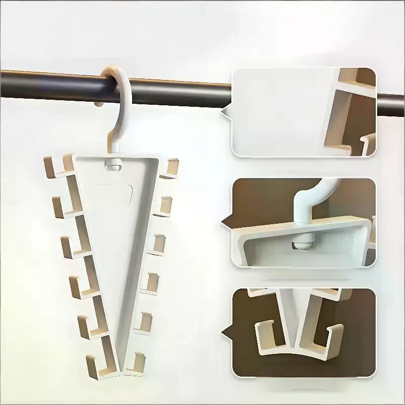 2Pcs Multifunctional Closet Hanger With Multiple Hooks For Scarf Belt Tie Hat Storage Perfect For Bedroom Wardrobe Space Saving