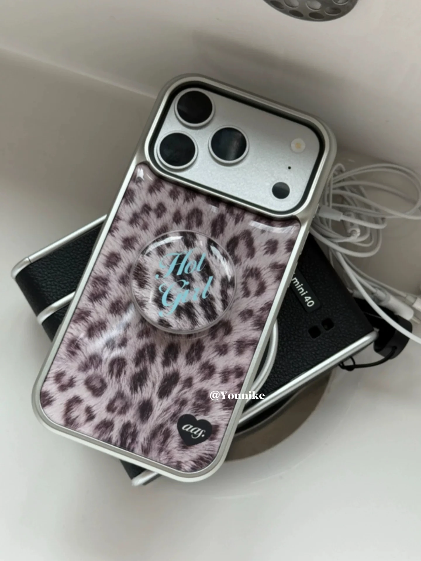 Korean Ins Pink Purple Leopard Print Drip Glue Phone Case For Samsung Galaxy S 23 24 25 26 FE ULTRA EDGE PLUS Y2K advanced Cover