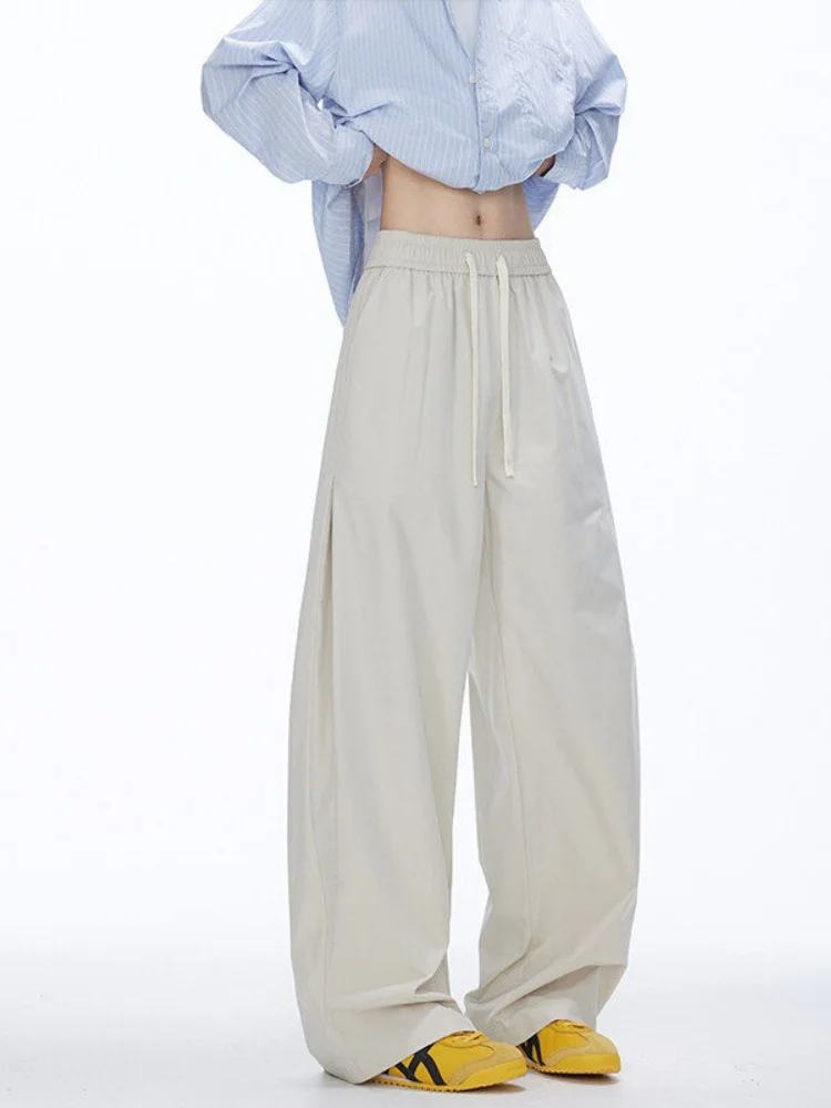 

American Sle Men's Casual Pants Spring Autumn High Waist Loose Straight Leg Banana Pants Wide Leg Comfortable Long Trousers