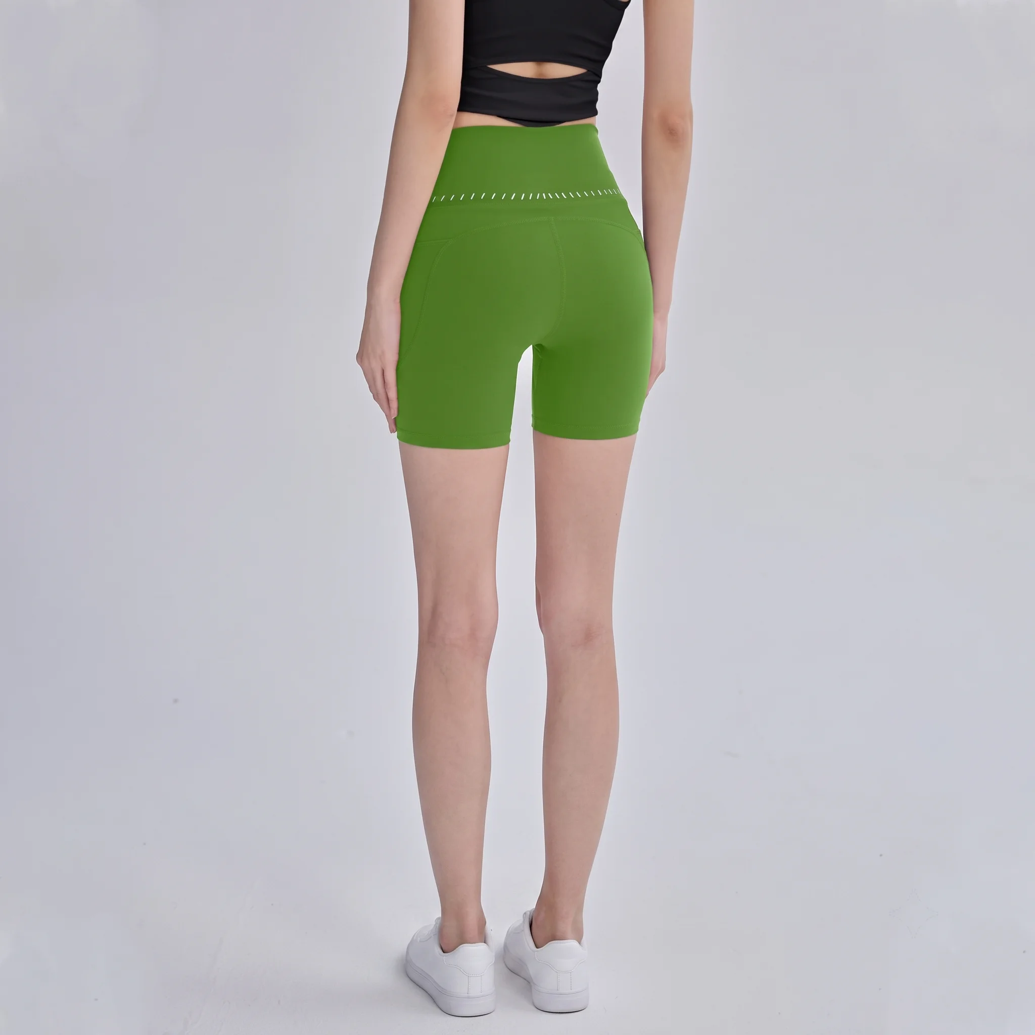 Women's High-Waist Yoga Shorts Quick-Drying Three-Part Yoga Pants Summer Fitness Pilates Tight-Fitting No-Underwear Yoga Shorts