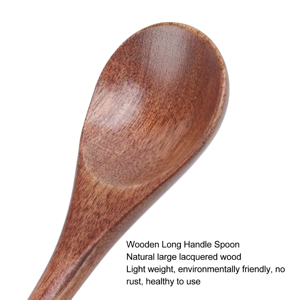 4Pcs Wood Main Body Coffee Spoon Smooth Polished Solid Stirring Scoop Anti Slip Hand Grip Thread Wrapped Handle Serving Spoon