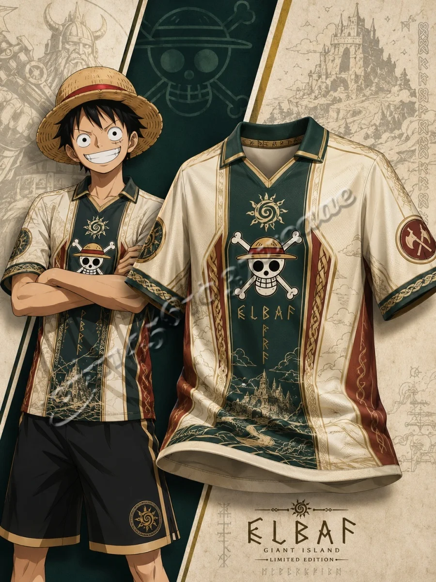 New 2026/27  One Piece Luffy Series Collared Soccer Jersey, Fashion Street Unisex Anime Sports Tshirt FamilyMatching