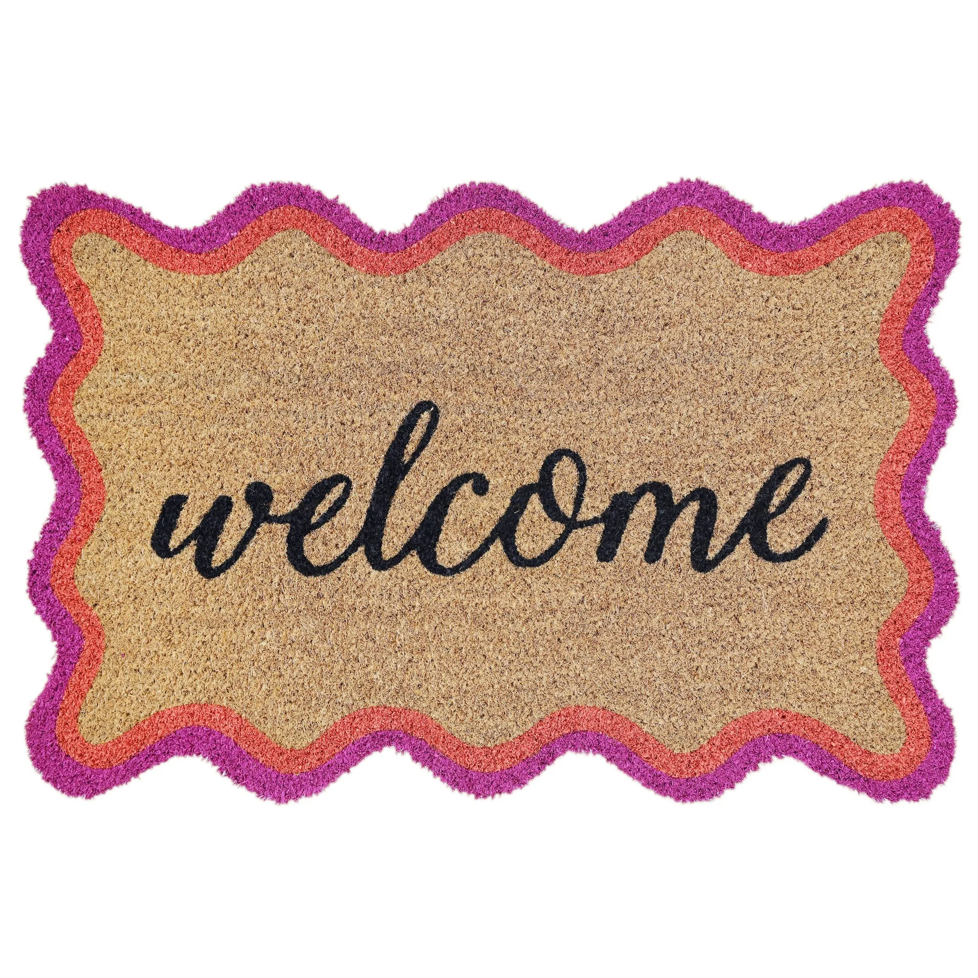 Welcome Summer Tropical Coir Doormat With Palm Design For Entryway Patio Porch Non Slip Dirt Trapping Mat