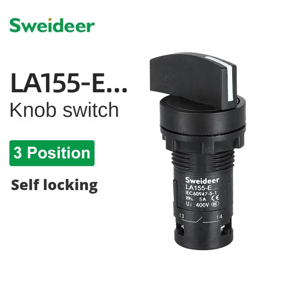 22mm Schlüsselschalter 1NO/2NO/1NO1NC 2/3 Positionen Selbsthaltender Wahlschalter Drehschalter Stromumwandlungsschalter 5A Ein/Aus