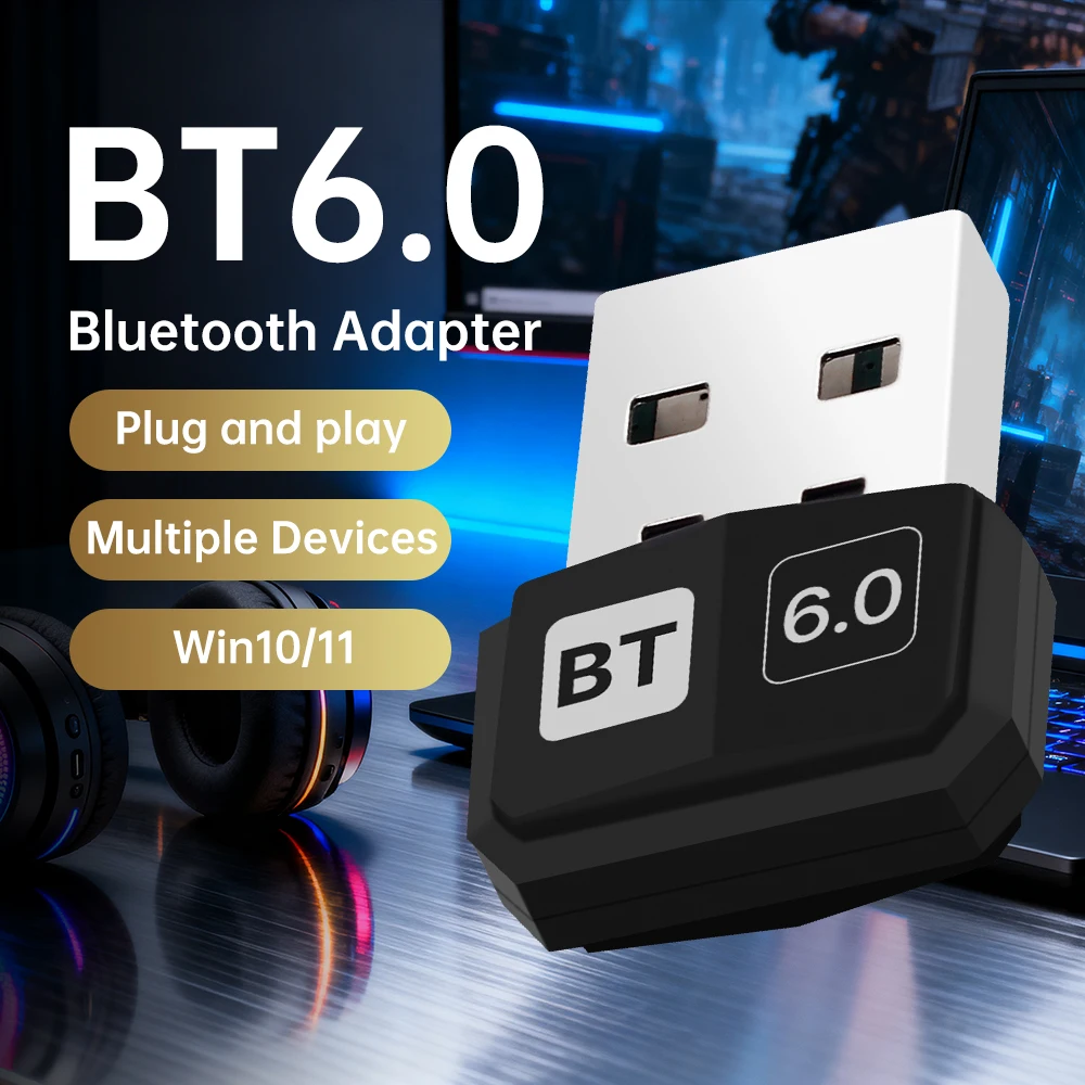 FENVI USB Bluetooth 6.0 Adapter for PC Windows 7/8/10/11 Bluetooth Receiver Transmitter for Keyboard/Mouse/Pc Laptop