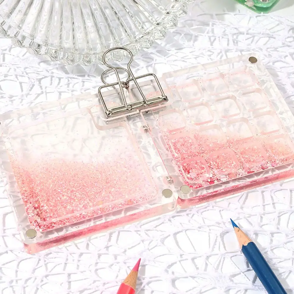 

Portable Acrylic Watercolor Paint Palette Magnetic Quicksand Travel Painting Tray Can Shake 8/15 Grid Empty Paint Box Outdoor