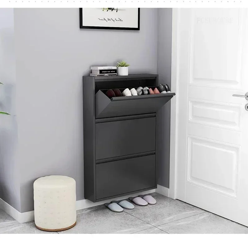 

Fashion Simple Shoerack for Entrance Integrated Flip-top Multi-layer Shoe Cabinets Italian Steel Design Shoe Rack for Corridor S