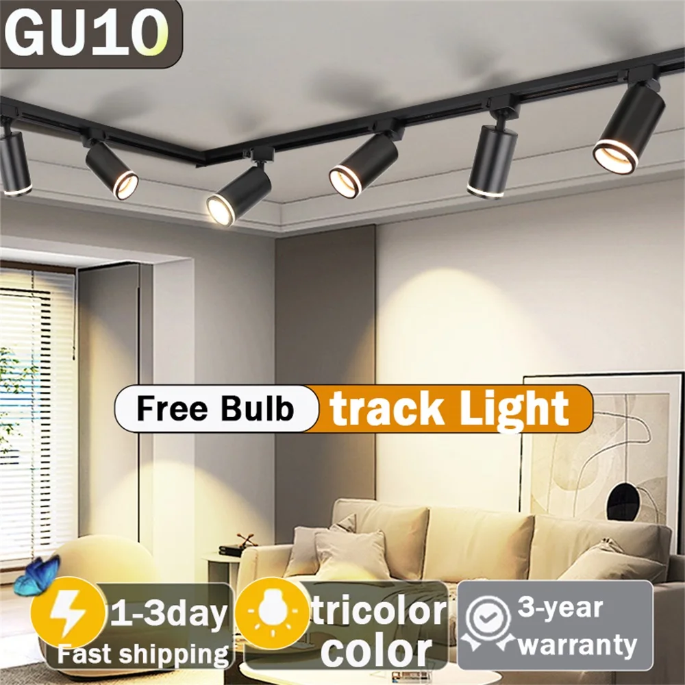 Led Track Light 110-220V 3 Colors Ceiling Track Lamp Rail Lighs Set Rails Spotlight For Clothing Shop Living Room Home
