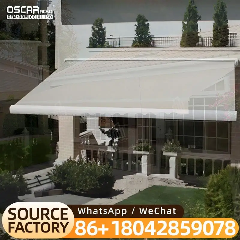 Toldo Retráctil Motorizado para Exteriores con Luz LED para Pérgola en Patio Trasero, Jardín, Toldo Retráctil