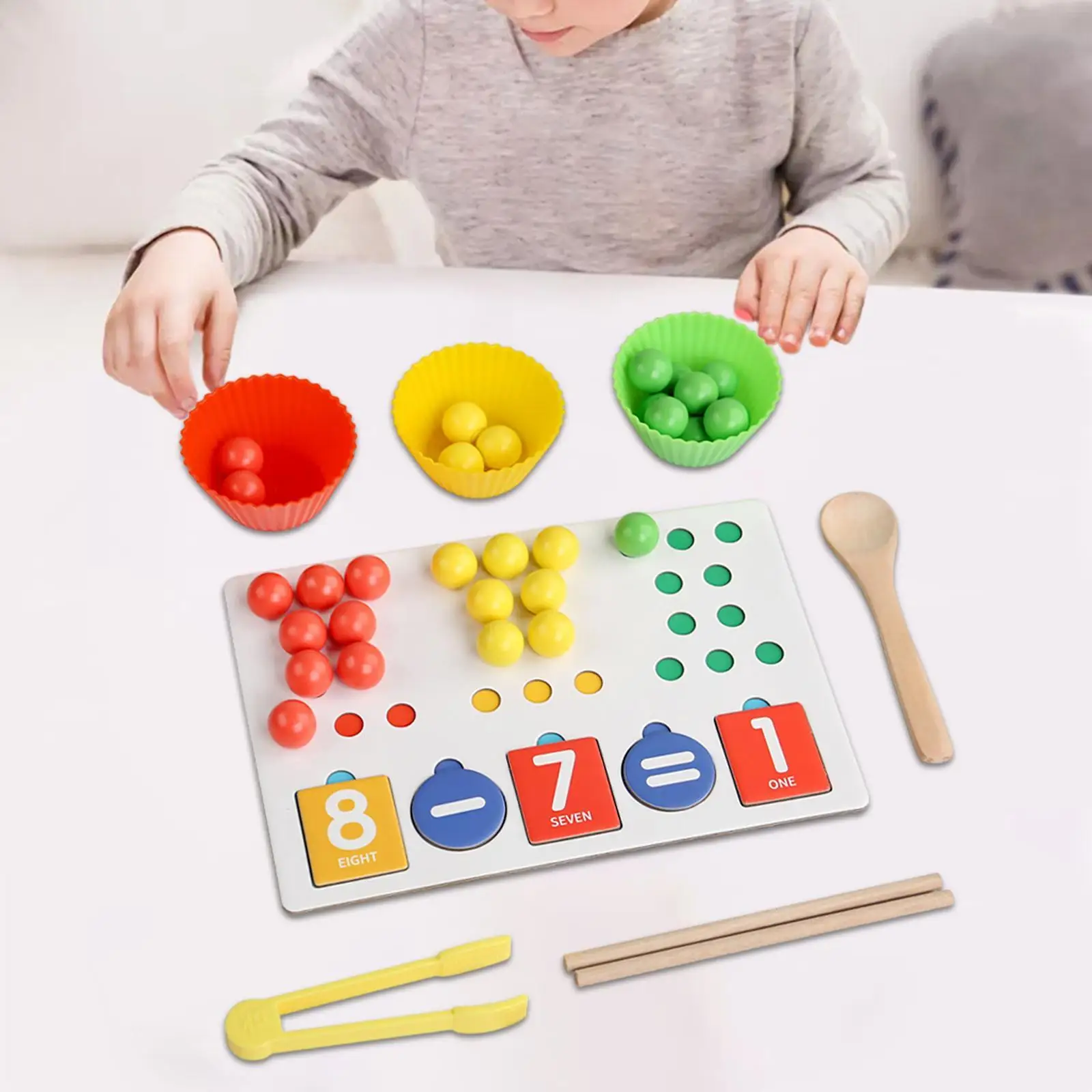 Jeu de Perles à réinitialisation Montessori, Jouet de Comptage, Balle de Tri Colorée dans une Tasse pour Enfants de la Maternelle, Cadeaux d'Anniversaire pour Enfants