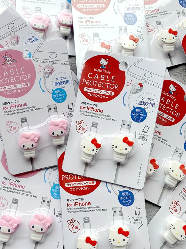 Kawaii Sanrio Bite Cable Protector My Melody Cinnamoroll Hello Kitty Cartoon Usb Cable Protector For Iphone Ipad Anti Fracture