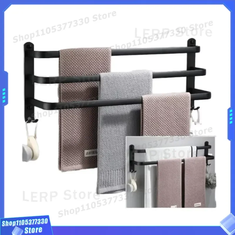 Modern 24 Inch Stainless Steel Towel Rack Wall Mounted 3 Tier No Drill Bathroom Storage Shelf for Home Hotel Decor No Drill