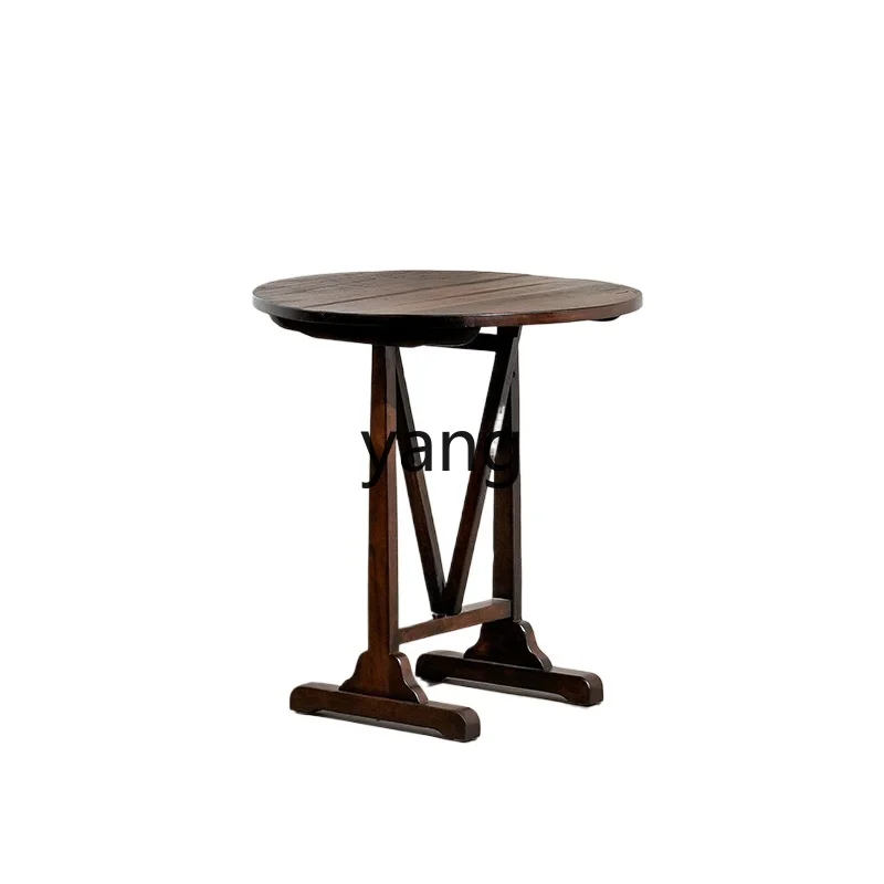 

TGF retro solid wood folding table, Japanese antique replica solid wood small round table