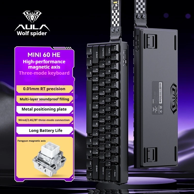 

AULA MINI60HE Mechanical Keyboard Wireless Tri-Mode 60% 8K Scan Rate Magnetic Axis Low Latency for FPS Games Custom PC Esports