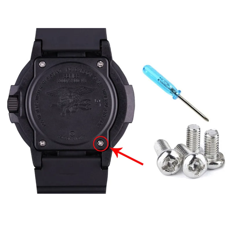 Para Luminox reloj cubierta trasera tornillo 3001 3050 3950 3000 8800 3900V3 serie cubierta inferior tornillos de acero inoxidable con herramientas