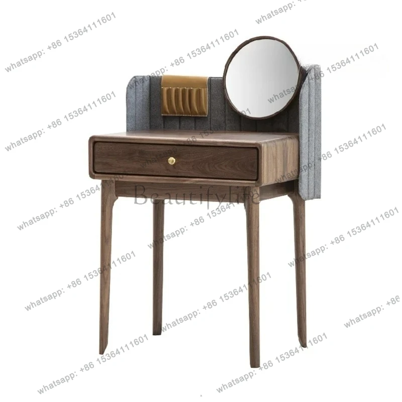 

Light luxury log small solid wood makeup table dressing table bedroom modern simple makeup table