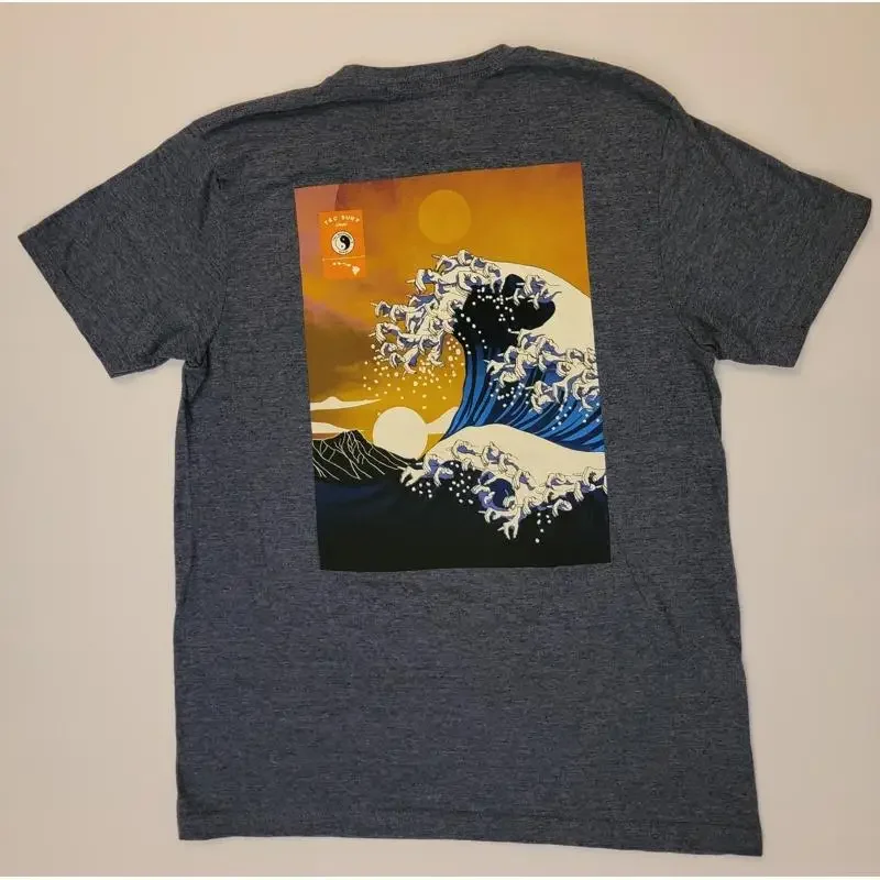T C Surf Mens Shirt Sz Medium Town Country Heather Navy Hawaii Shaka Wave 5255
