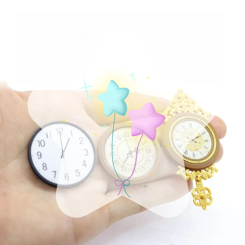 1개입 역할놀이 가구 장난감 1:12 인형집 미니어처 레트로 유럽식 벽시계 놀이 인형집 홈 데코 액세서리