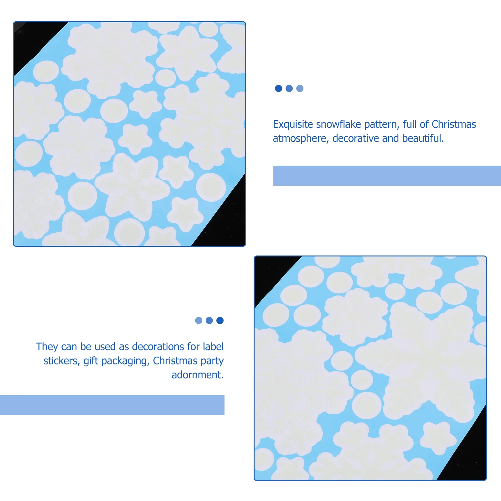 

Luminous Snowflake Stickers Xmas Decorative Decals Easy to Use for Gift Packaging Party Adornment Luminous Snowflake Stickers