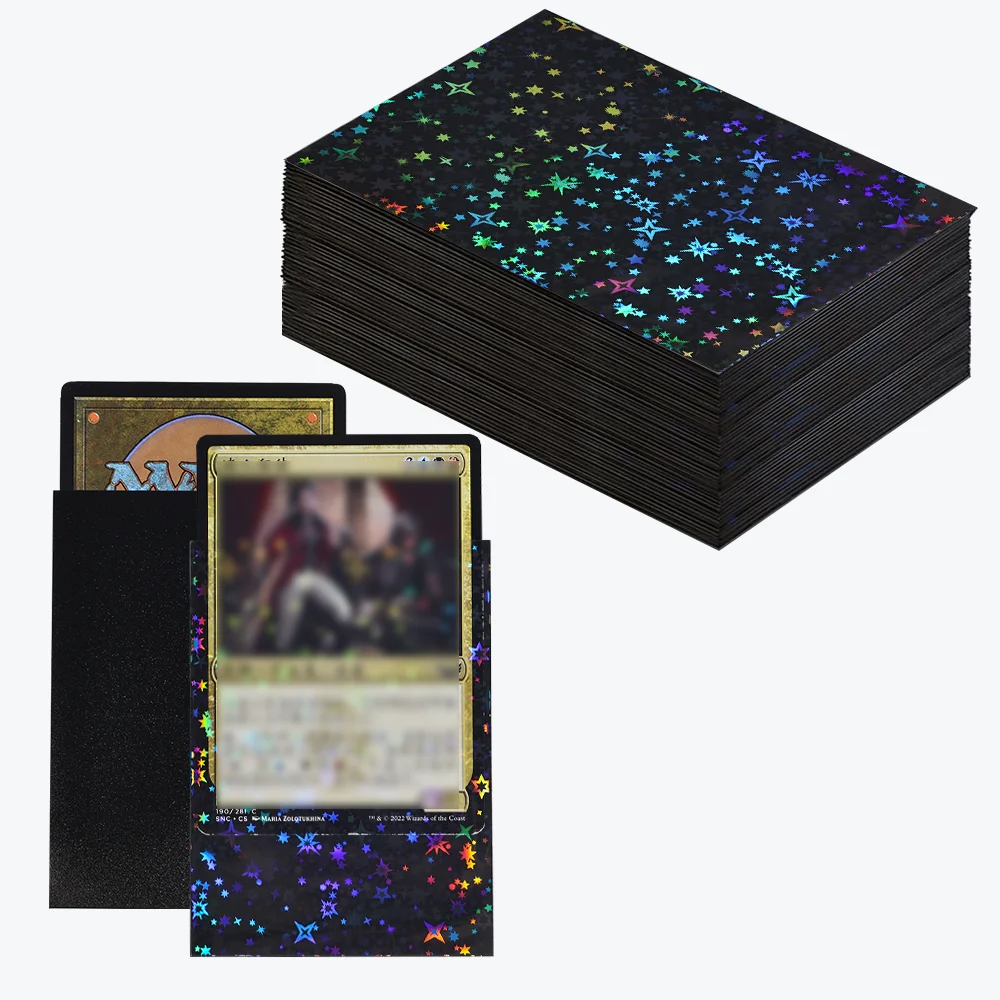 60 peças 66x91mm protetor de cartão de design flash em forma de estrela, protetor de cartão brilhante para id, passagens escolares, fotos e cartões de jogos