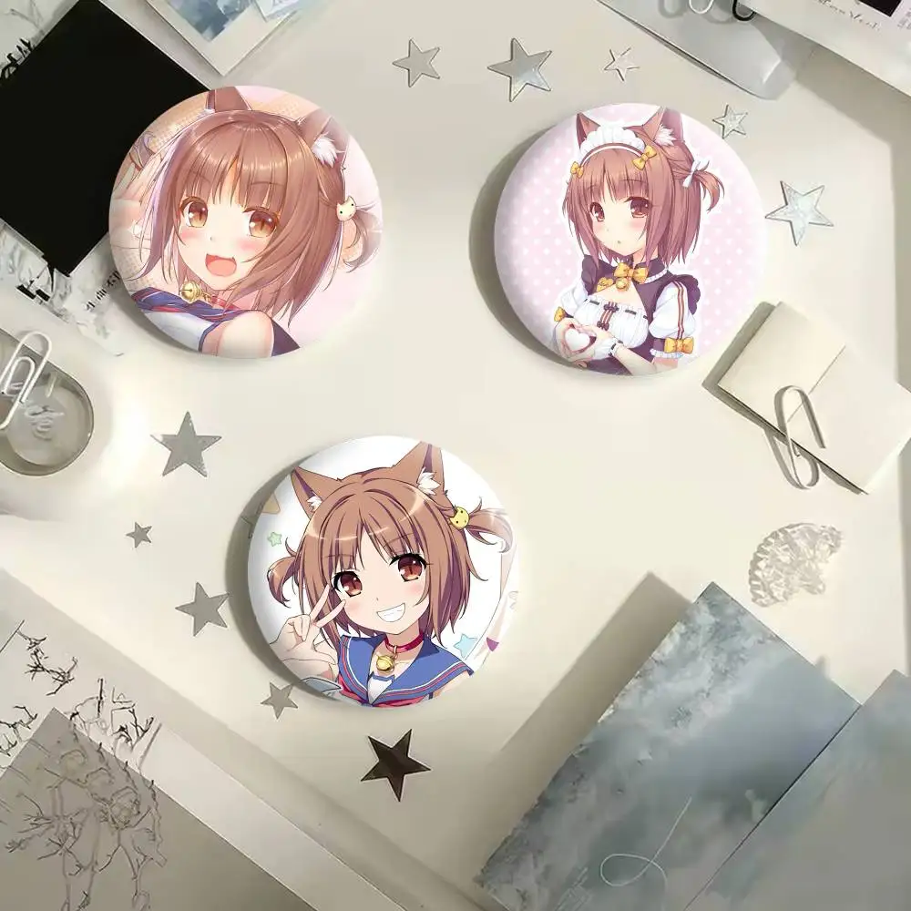 N-NEKOPARA OVA A-AzukiS Badges Creative Tinplate Button PinsBrooch Badge Clothes Backpack