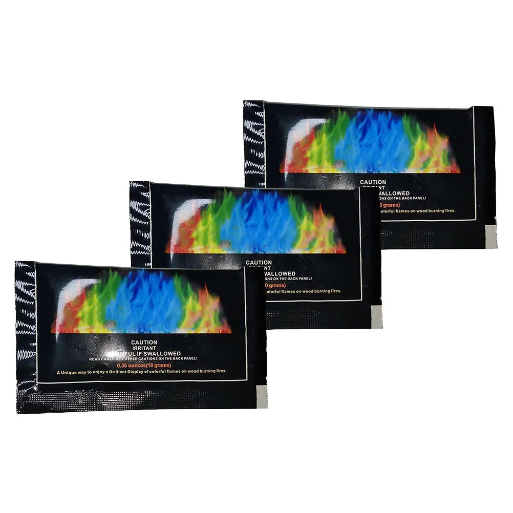 3 Pcs Fire Changing Color Packets Colorful Change Bonfire Colorant For Campfire Camping Flame Halloween Decoration Party Favor