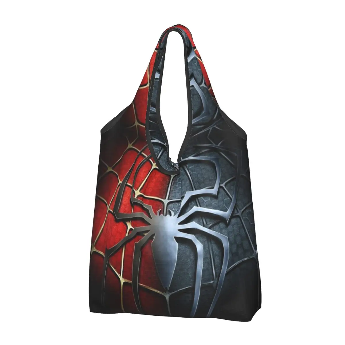 Custom Spider Web Groceries Shopping Bag Funny Shopper Tote Shoulder Bag Big Capacity Portable Handbag