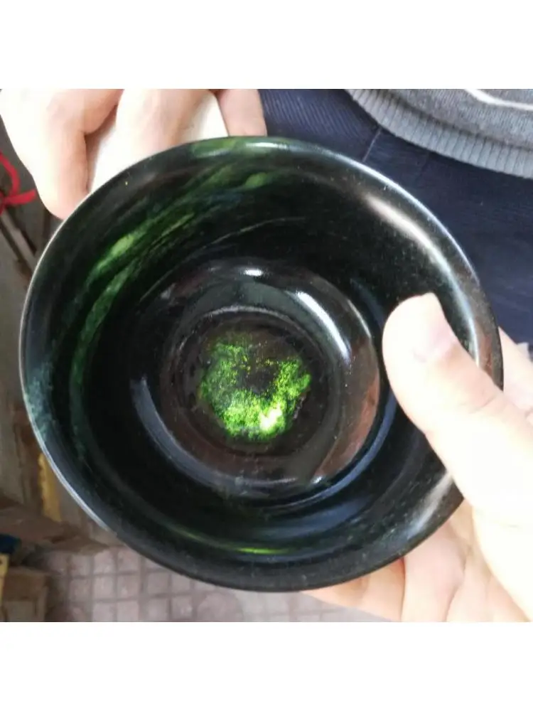 11*11cm naturalne Jade filiżanka Gongfu Teaware oryginalna chińska nefryt Hetian Jades miseczka na herbatę ręcznie rzeźbione kubki zdrowia Jade miska do ryżu — zdjęcie 2