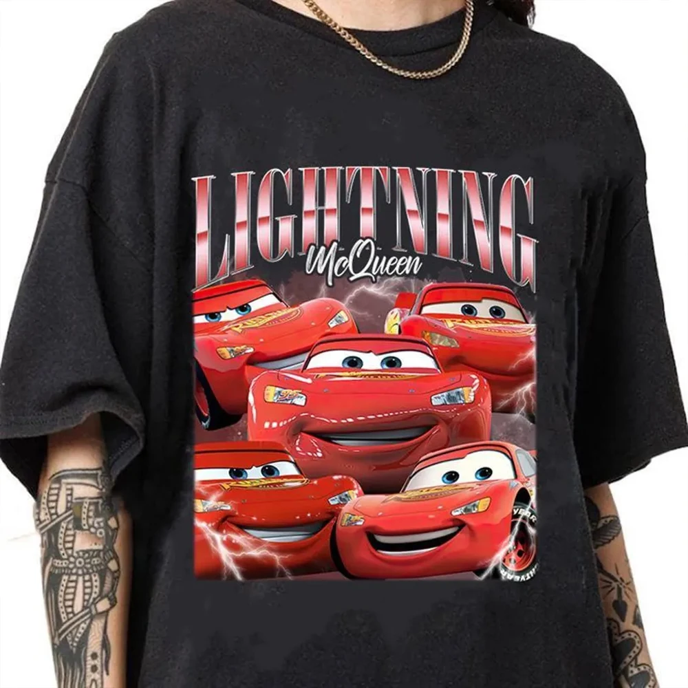 

2025 Vintage Cars Lightning Mcqueen T-shirt Vintage Graphic 90s Cars T Shirt Mcqueen Mater Doc Tee Magic Kingdom Tops