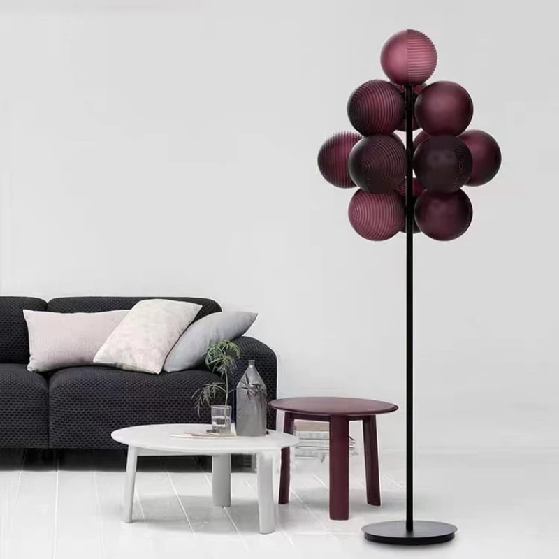 Nordic Creative Ripple Ball Floor Lamps Living Room Bedroom Study Glass Grape Standling Light Designer Modern Led Home Decor