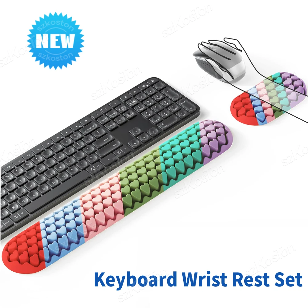 Silicone Keyboard Wrist Rest Set for Computer Keyboard Mouse Pad Ergonomic Breathable Wrist Rest Support for Laptop Typing