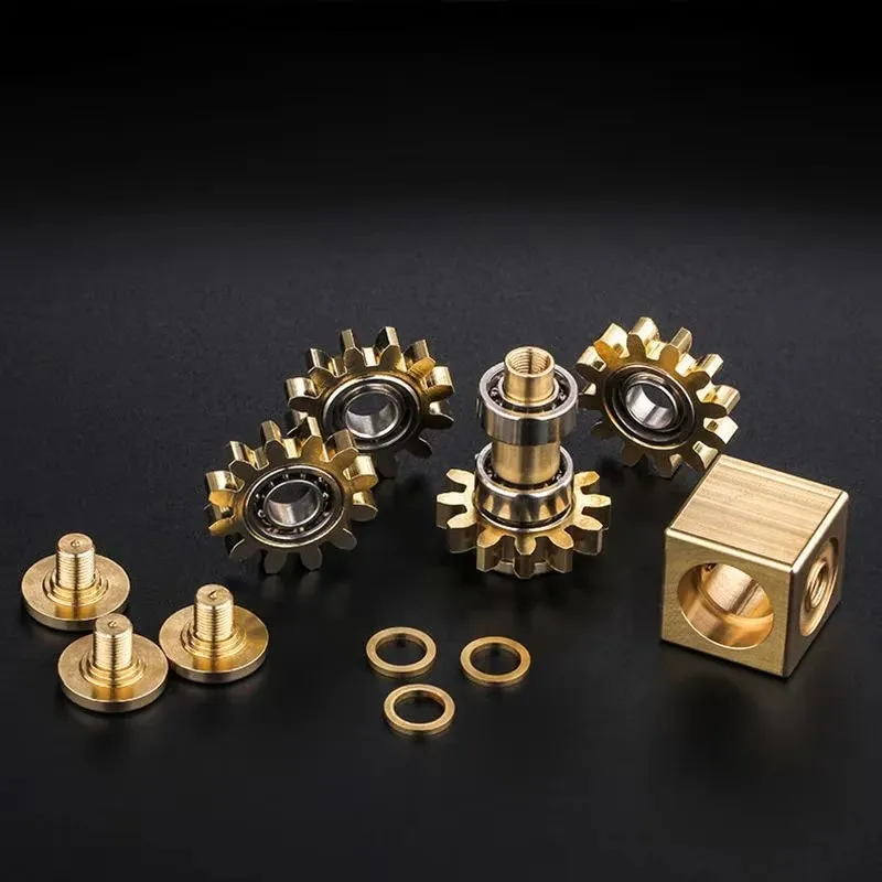 1 PCS Funny Manual Rotator Brass 4-Gear Fidget Spinner Gear  Leisure Decompression Toy Adult Relieve Anxiety Christmas Gift