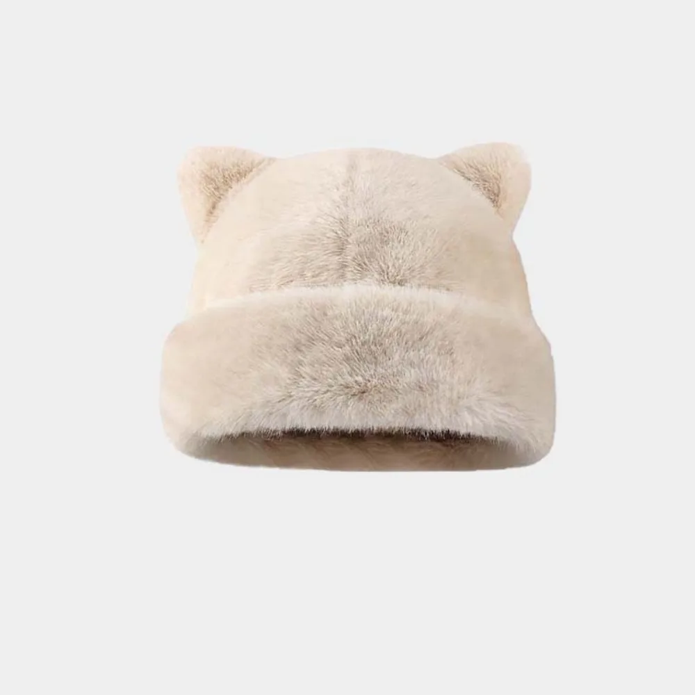 شخصية تقليد فرو المنك ليوبارد الأذن قبعة لينة الكورية نمط Brimless قبعة قبعة كل مباراة الرجعية أفخم الدب قبعة الفتيات