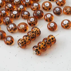 10PCS Leopard Print Glass Beads Making Necklace for Jewelry Findings Components DIY Hand Made Beaded Glass Accessories 8*12mm