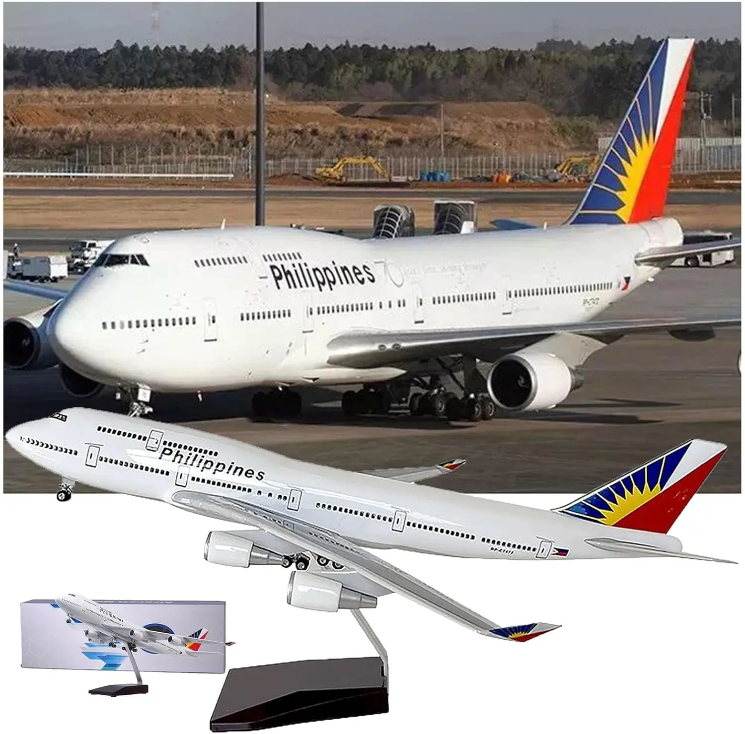 

Модель самолета в масштабе 1/150 B747-400 Philippine Airlines Airlines, литая под давлением смола, авиационное украшение для хобби, подарок