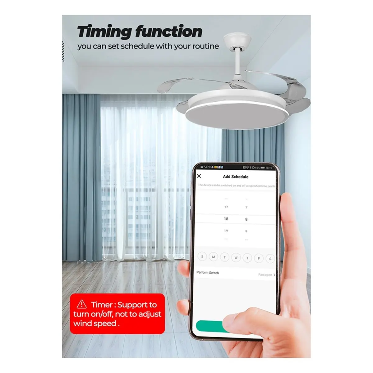 ABGN Tuya Smart WiFi Fan Ceiling Fan Switch Module Dual-Mode Reset Voice Switch Controller for Home White