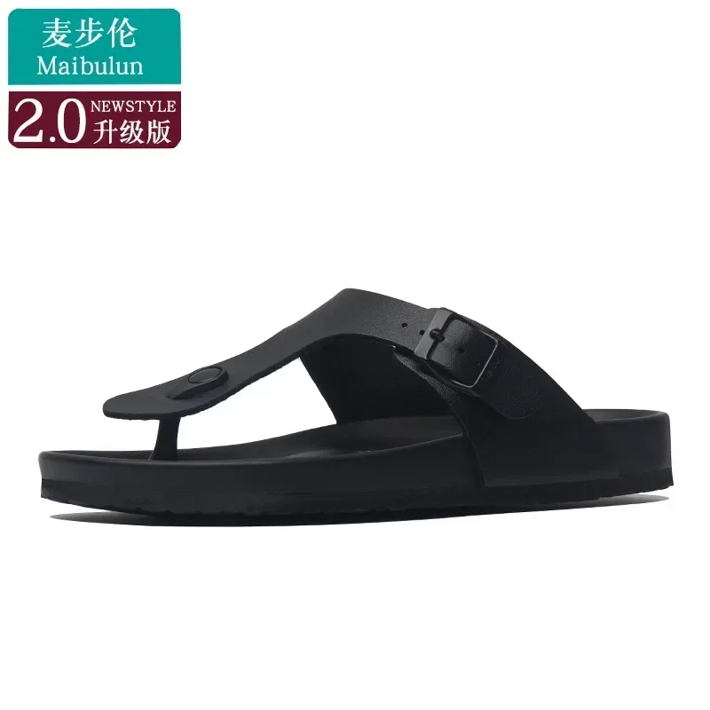 

2025 High Quality Summer Men Flip Flops Breathable Beach Slippers New Design Fashion Casual Solid Black Non Slip Flat Slides