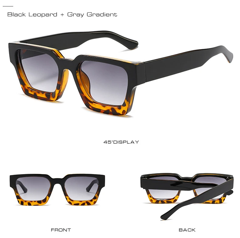 SO&EI Fashion Square Frauen Luxus Sonnenbrille Retro Marke Designer Männer Trend Leopard Blau Grün Sonnenbrille Shades UV400 – Detail 9